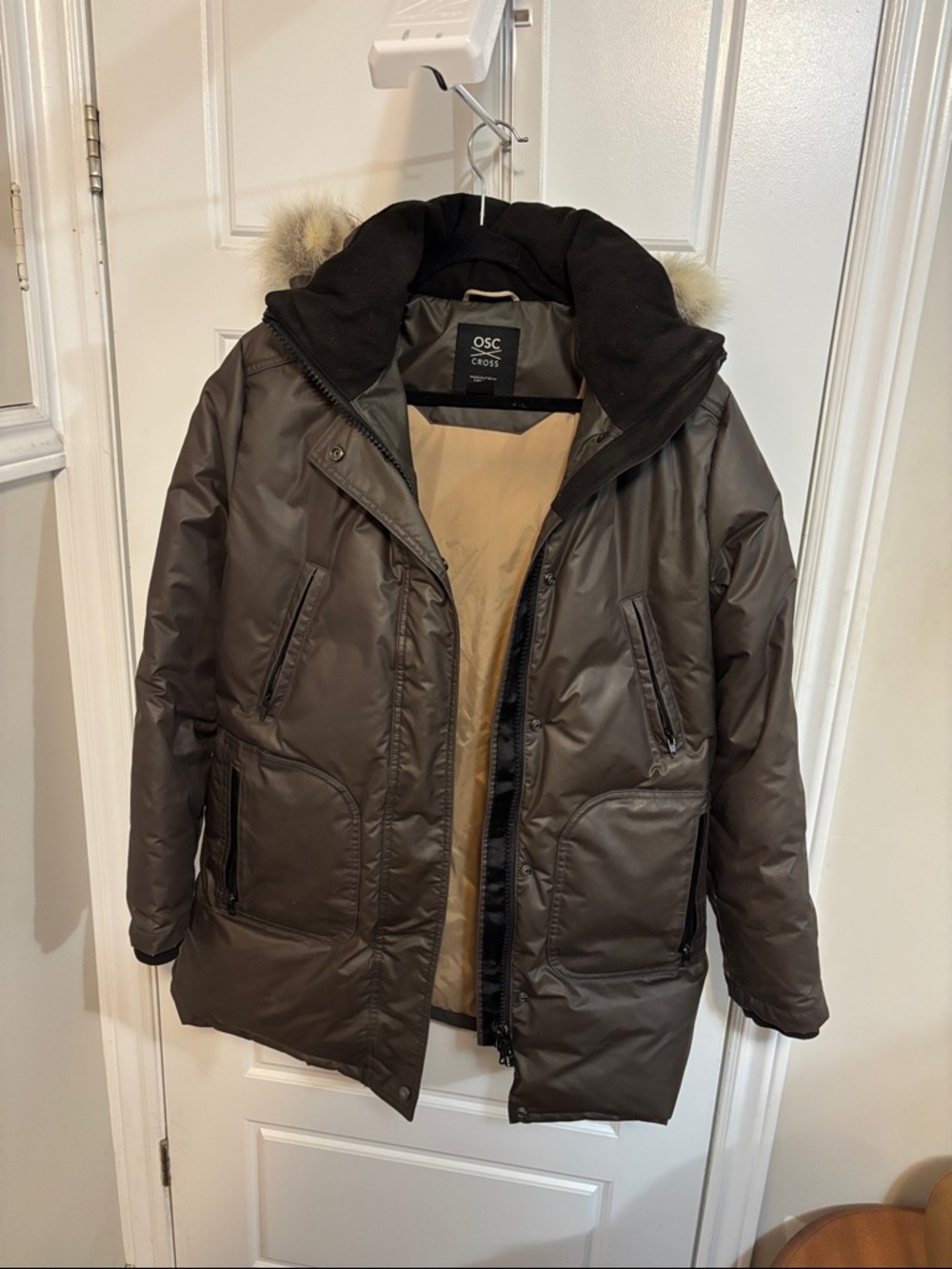 Men's Brown Puffer Parka with Fur-Trim Hood -$700 retail made in canada